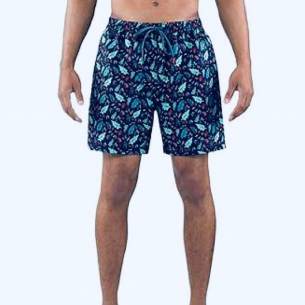 SAXX Cannonball 2N1 Men's Blue Patterned Swim Shorts Size L